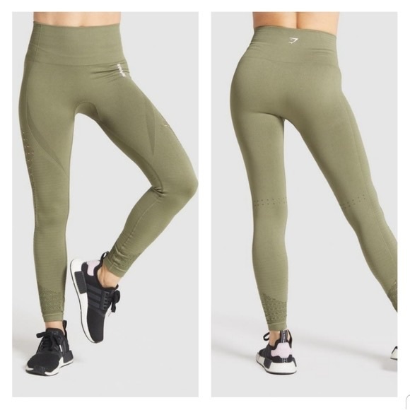 Gymshark Energy+ Seamless Leggings - Olive Green - Picture 5 of 5